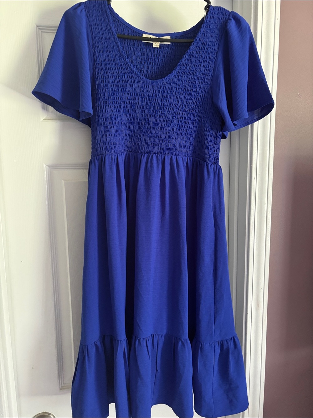 Women's Royal Blue Smocked Midi Dress